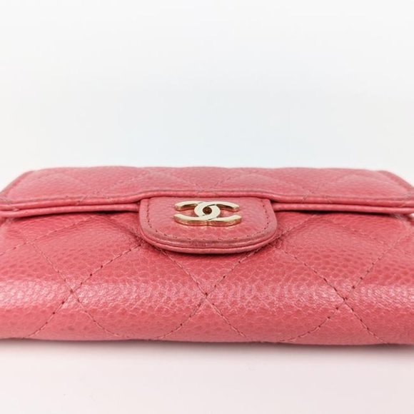 SOLD Chanel Pink Caviar Leather Quilted Flap Card Holder Coin Purse Wallet - Picture 7 of 8